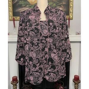 Alex Evenings Women's Petite Floral Glitter Cocktail Jacket 2 Piece Top Blazer 2